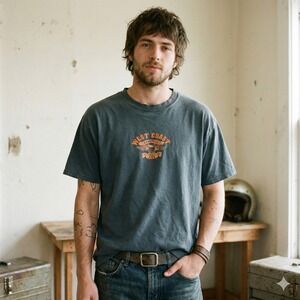 Vintage West Coast Choppers T-Shirt Mens XL Faded Black Hecho En LBC Eagle Y2K